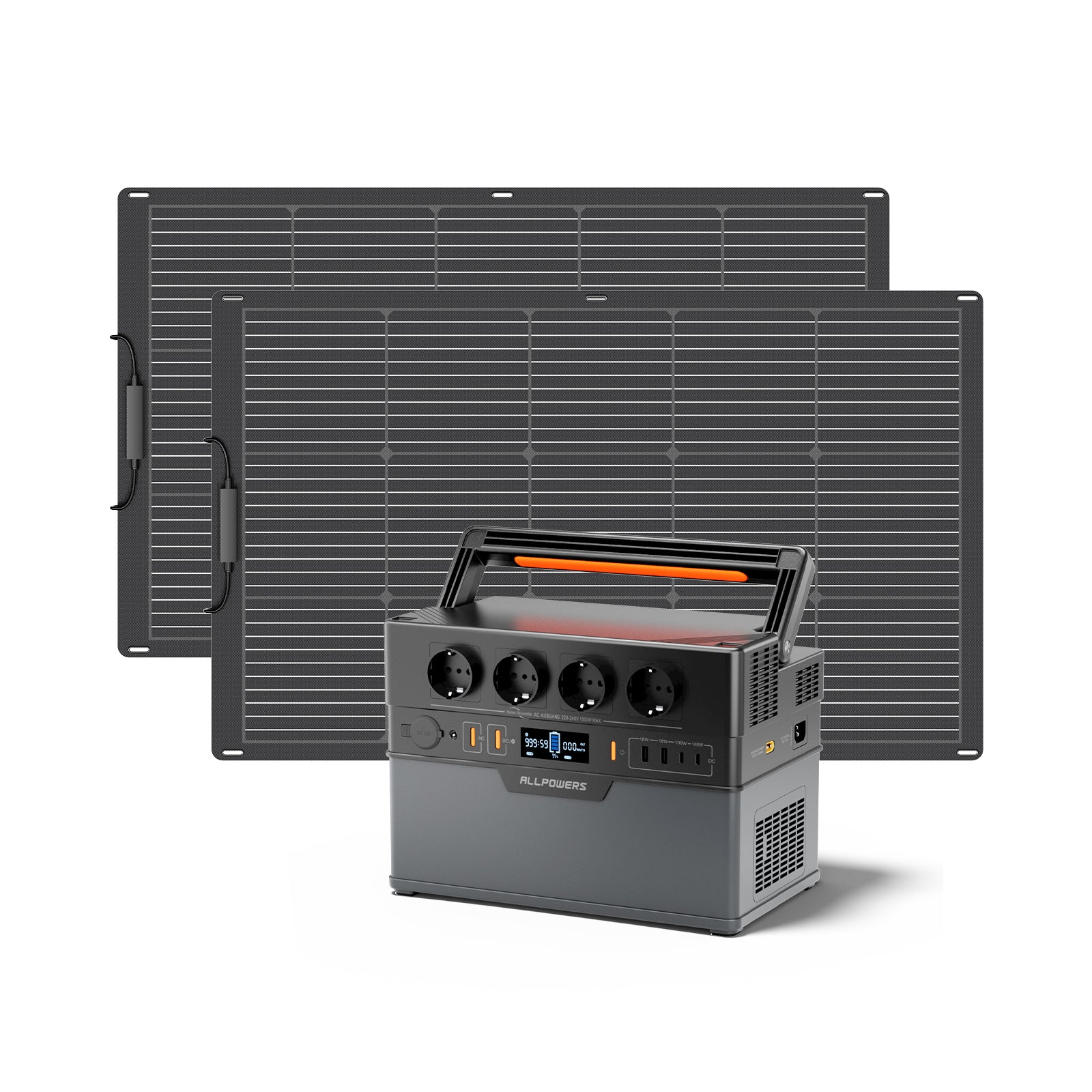 Allpowers Solargenerator-Kit 1500W (S1500 Plus+ SF100 100W Solarpanel) S1500 Plus + 2 x SF100 100W Solarpanel