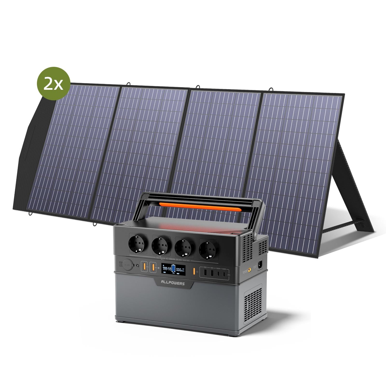 Allpowers Solargenerator-Kit 1500W (S1500 Plus + SP033 200W Solarpanel) S1500 Plus + 2 x SP033 200W Solarpanel