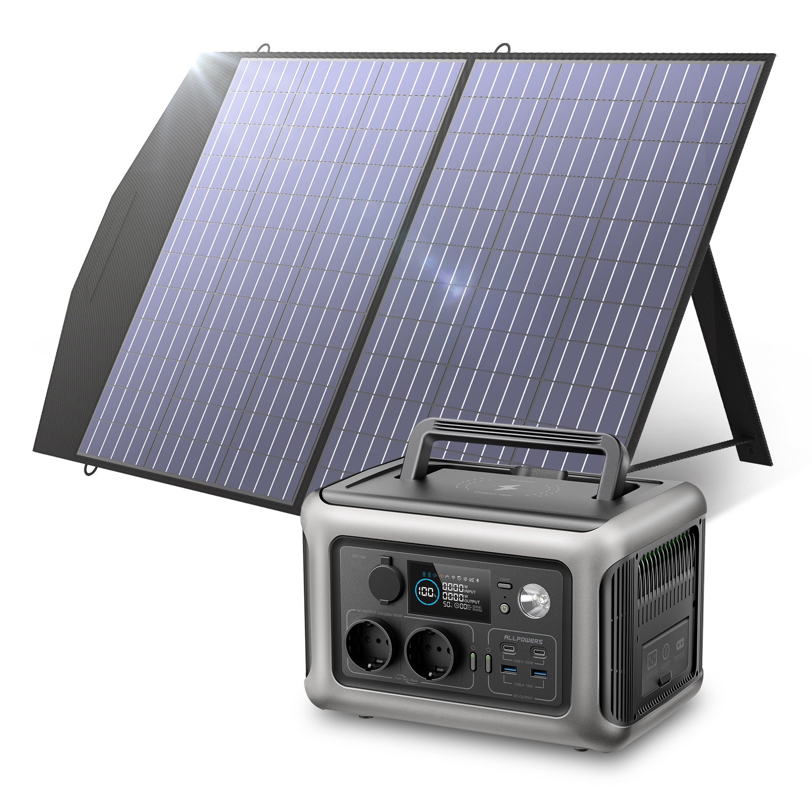 Allpowers R600 600W Tragbare Powerstation mit Solarpanel 100W SP027